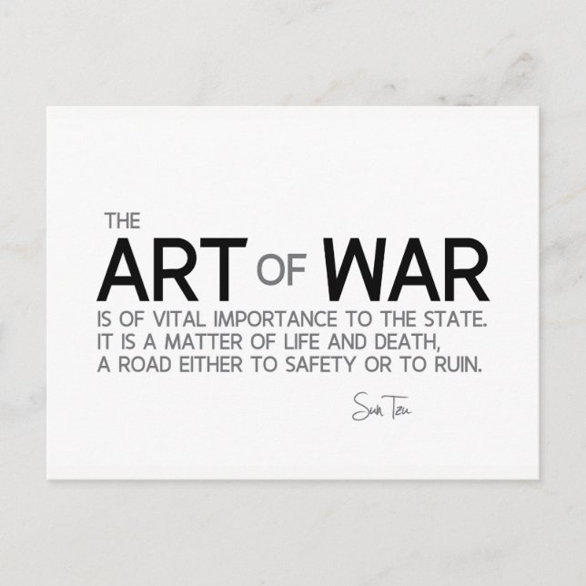 QUOTEN: Sun Tzu: Kunst des Krieges, des Lebens und Postkarte (Vorderseite)