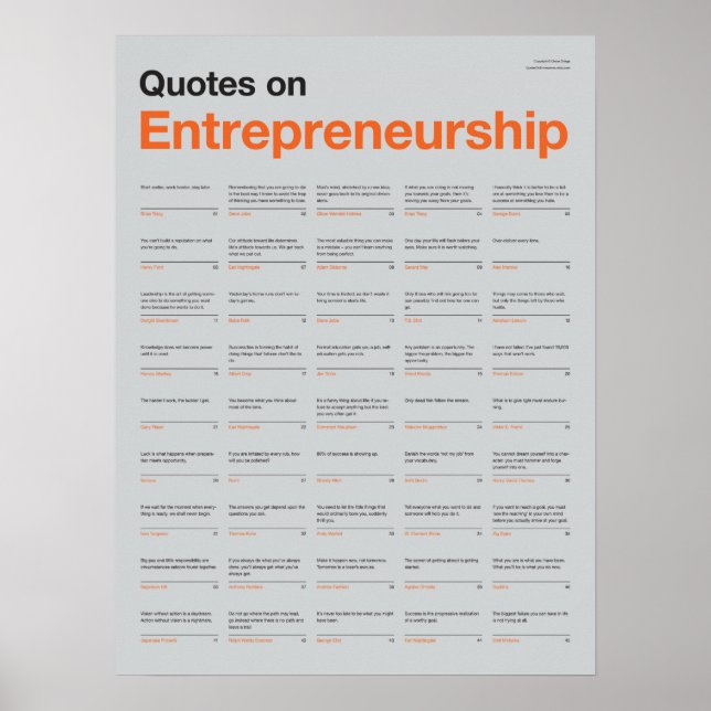 Quotes on Entrepreneurship Poster - Grey Edition (Vorne)