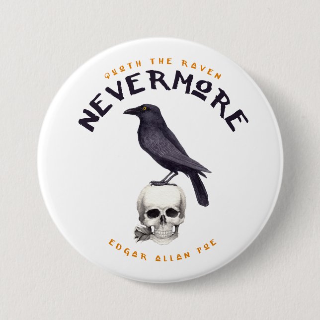 Quoth der Rabe nie wieder - Edgar Allan Poe Button (Vorderseite)