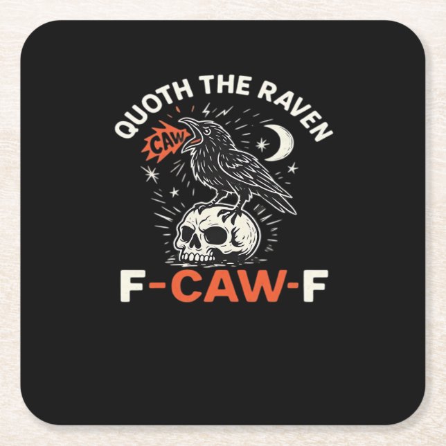 Quoth Raven F-Caw-F Rechteckiger Pappuntersetzer (Vorderseite)