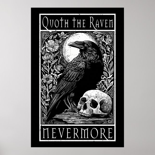 Quoth the Raven - Nevermore - Edgar Allan Poe art Poster (Vorne)