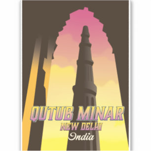 Qutub Minar Neu-Delhi Indien Reiseplakat Aufkleber
