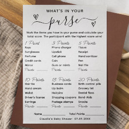 Qu'y a-t-il dans votre sac de Baby shower Carte de