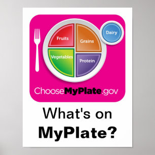 Qu'y a-t-il sur MyPlate ? Poster - Magenta en blan