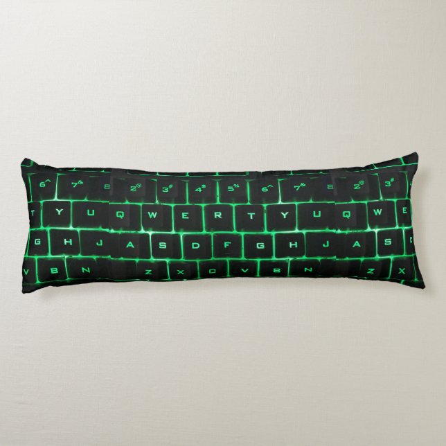 QWERTY grüne Schlüssel der Computer-Tastatur Seitenschläferkissen (Rückseite)