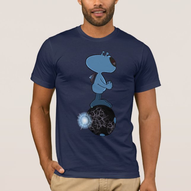 Qwiby auf seinem Sphere Rider T-Shirt (Vorderseite)