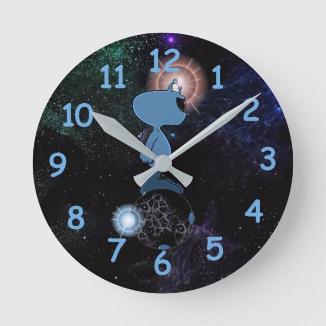 Qwiby's Sphere Rider Runde Wanduhr (Vorderseite)