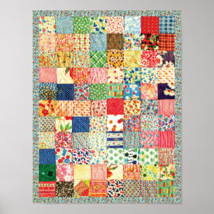 QWL Patchwork Quilt COLORFUL PATTERN HO HO Poster