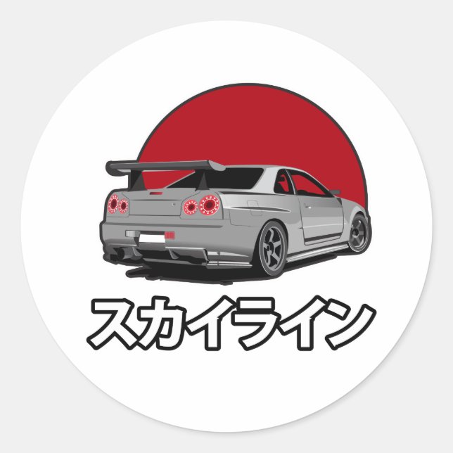 R34 Skyline-Aufkleber Runder Aufkleber (Vorderseite)