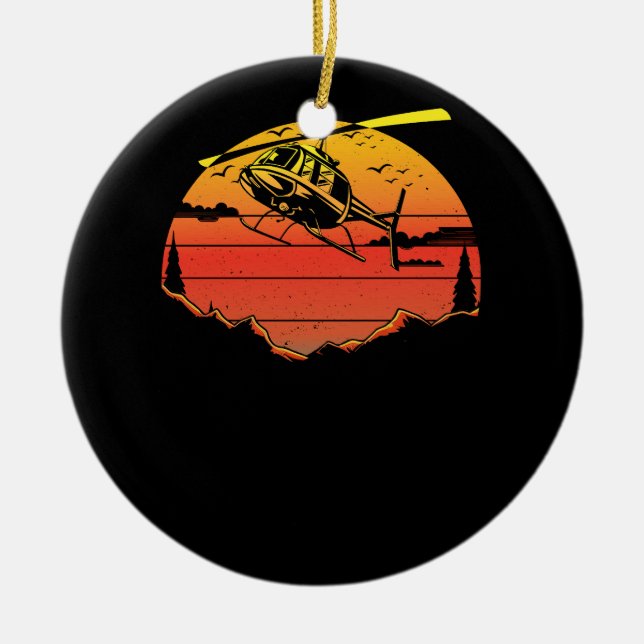 R44 Hubschrauberpilot Aviation Sunset Mountain Air Keramik Ornament (Vorne)