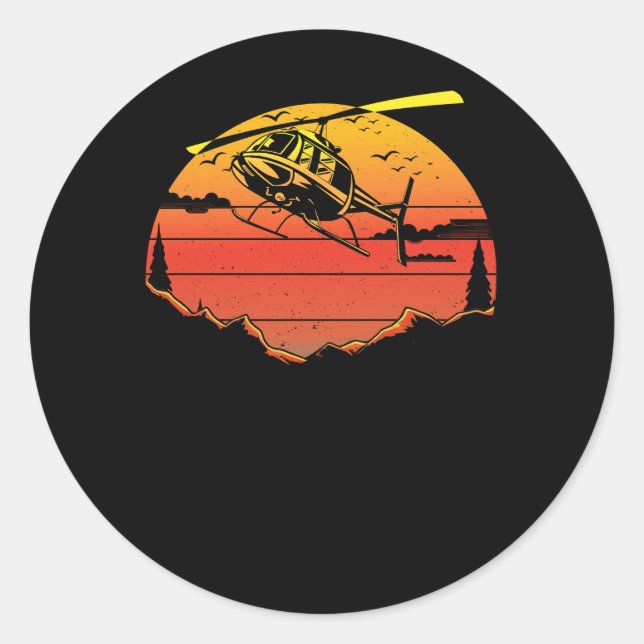 R44 Hubschrauberpilot Aviation Sunset Mountain Air Runder Aufkleber (Vorderseite)