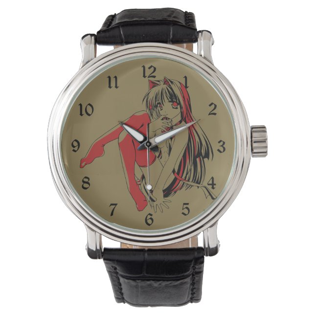 R & B Manga, Neko Catgirl Furry Loli Anime Armbanduhr (Vorderseite)