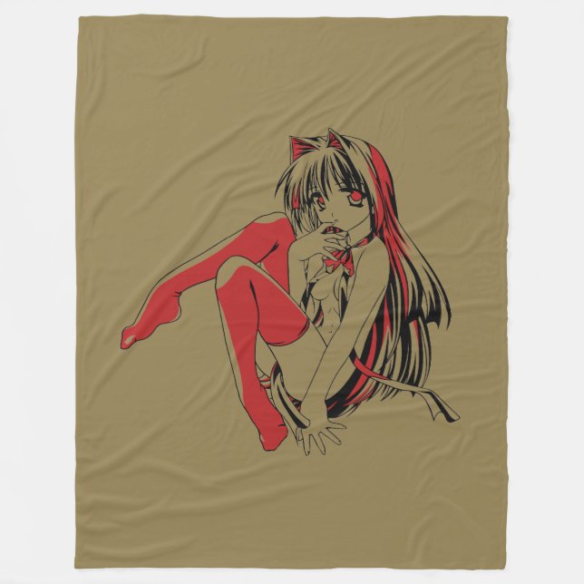 R & B Manga, Neko Catgirl Furry Loli Anime Fleecedecke (Vorderseite)
