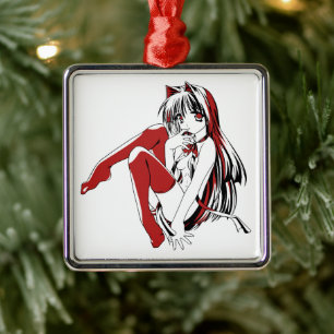 R & B Manga, Neko Catgirl Furry Loli Anime Ornament Aus Metall