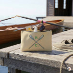 R.C. Initials Nautical Rowing Oars Zubehörtasche<br><div class="desc">Keep your essentials organized with this classic rowing-themed pouch. Featuring vintage-style crossed oars and green 'R.C.' initials on a durable beige canvas bag with a zipper closure. Perfect for holding cosmetics, pencils, or small accessories. A great gift idea for rowers, crew team members, or anyone who loves nautical style</div>