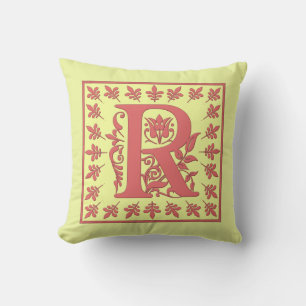 R COUSSIN INITIAL - R rose sur Fond JAUNE