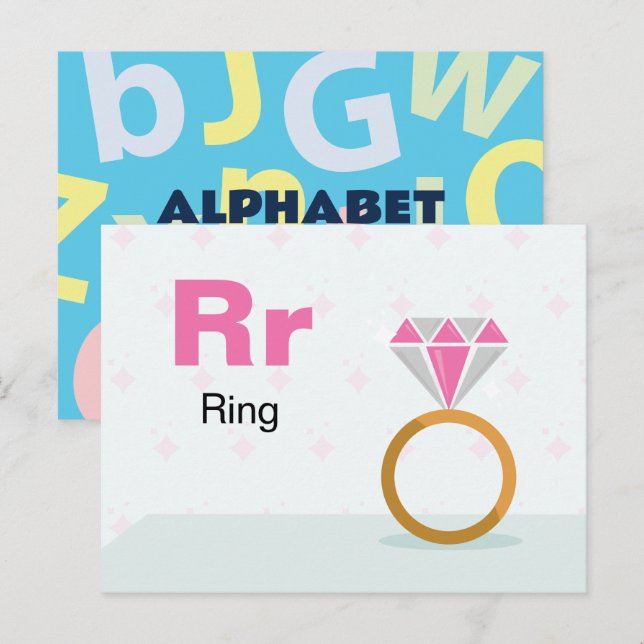 R est pour Bague - Carte Flash Alphabet (Devant / Derrière)