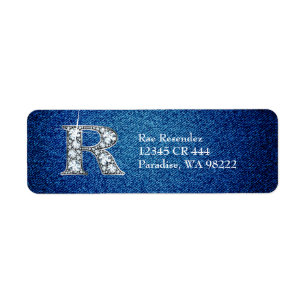 R Faux Diamond sur étiquette d'adresse de retour D