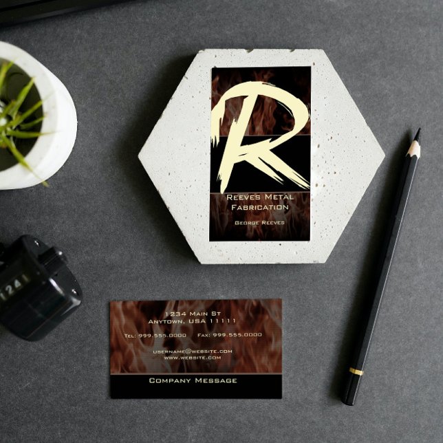 R Flame Monogram Business Card Visitenkarte (R Flame Monogram Business Card)