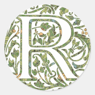 R Floral Monogramm Runder Aufkleber