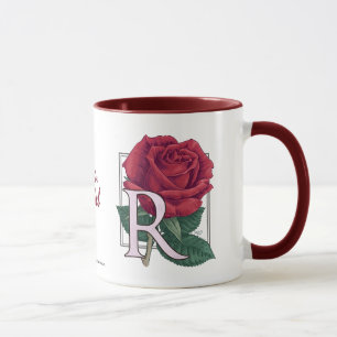 R für Rosen-Blumen-Monogramm Tasse