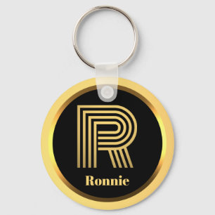 R Gold Mit Monogramm Buchstabe Personalisiert Schlüsselanhänger