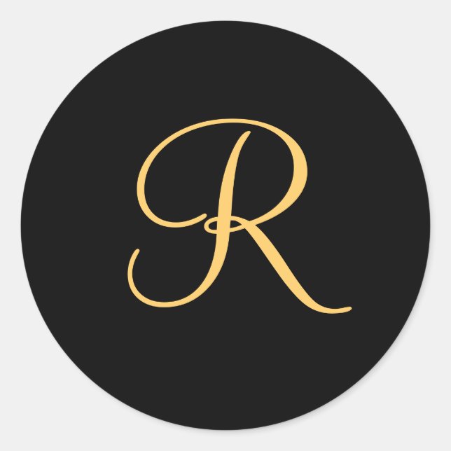 R initial de couleur or sur autocollant monogramme (Devant)