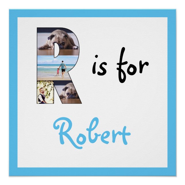 R ist für Name Blue Foto Poster (Vorderseite)