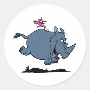 R ist für Nashorn Runder Aufkleber