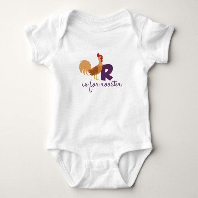 R ist für Rooster Baby Strampler (Vorderseite)