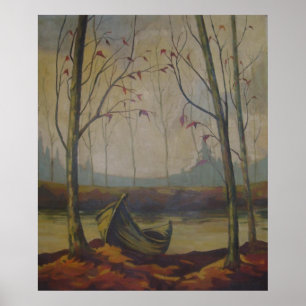 R.J. Ketchum - Boot auf a Lakeshore im Herbst Poster