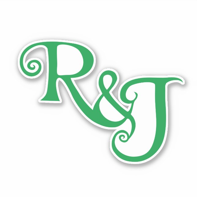 R&J Monogram Hochzeit Aufkleber (Vorderseite)