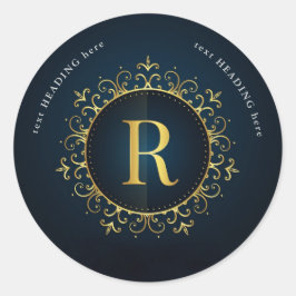R - Letter Monogram Round Aufkleber