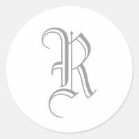R Letter Monogram Sticker Grey Old English