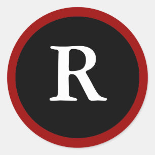 R : LETTRE R INITIALE R ÉTIQUETTE rouge, blanche 
