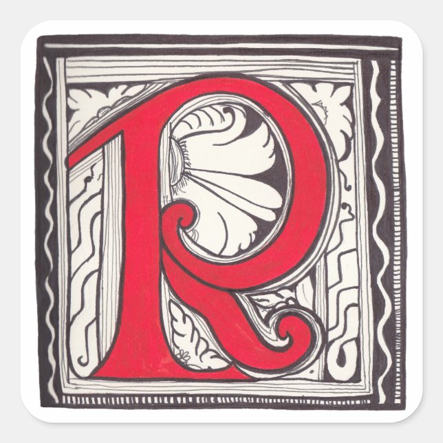 R - MINIATURE QUADRATISCHER AUFKLEBER (Vorderseite)