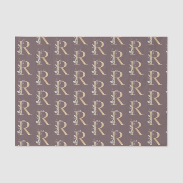 R Monogram Floral Wrapping Paper Seidenpapier (Vorderseite)