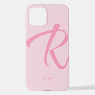 R Monogram Personalisiert Pink iPhone Case iPhone 12 Hülle