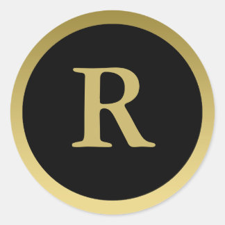 R: Monogram R Elegant Gold und Black Stickers