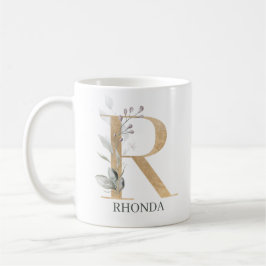 R Monogramm Floral Personalisiert Kaffeetasse