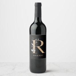 R Monogramm Floral Personalisiert Weinetikett