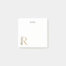 R Monogramm florale Post-it-Hinweise