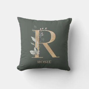R Monogramm Personalisierter Rückenwirbel Kissen