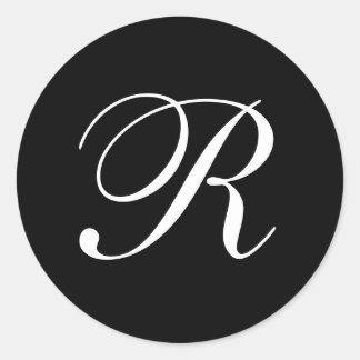 R Monogramm Schwarz-Weiß-Aufkleber Runder Aufkleber