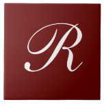R Monogramm, weiß auf dunkelrot, Fliese<br><div class="desc">Classic White Letter Monogram on Maroon Background,  R.</div>