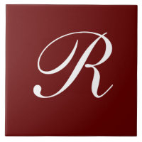 R Monogramm, weiß auf dunkelrot,