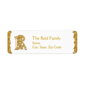 R Monogramme "Irish Gold" Étiquette de adresse