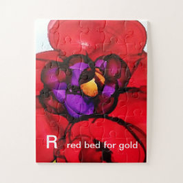 R - Rotes Bett für Goldalphabet-Kunst-Puzzlespiel