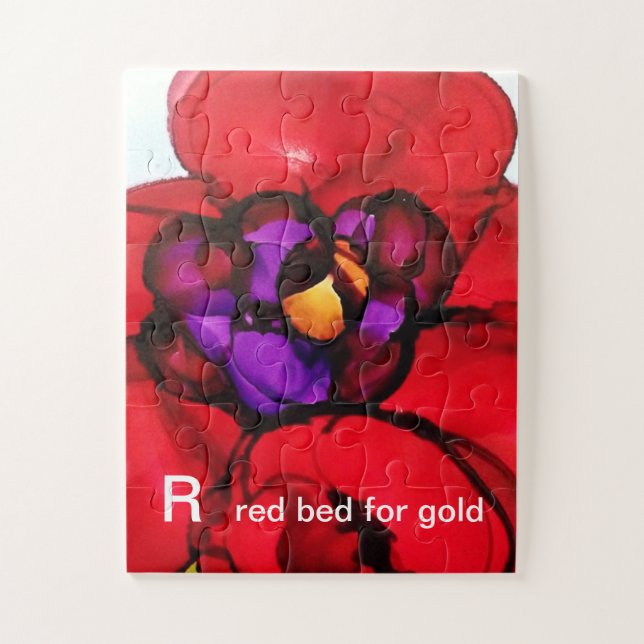 R - Rotes Bett für Goldalphabet-Kunst-Puzzlespiel (Vertikal)