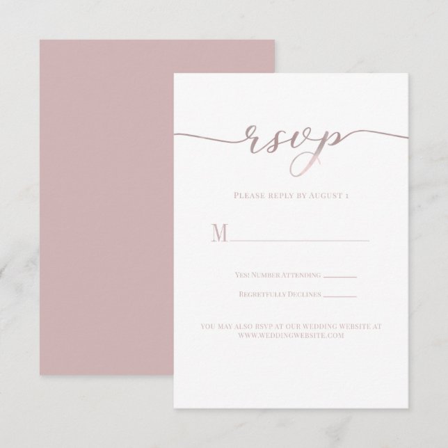 R.S.V.P. Hochzeitsankopfkarte Pink Script Einladung (Vorne/Hinten)